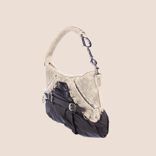 CHRISTIAN DIOR TAUPE SHEARLING CORSET BAG