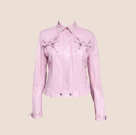 CHRISTIAN DIOR SPRING 2004 BONDAGE PINK LEATHER JACKET