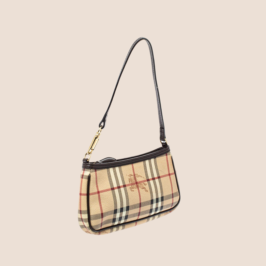 BURBERRY BROWN HAYMARKET MINI SHOULDER BAG