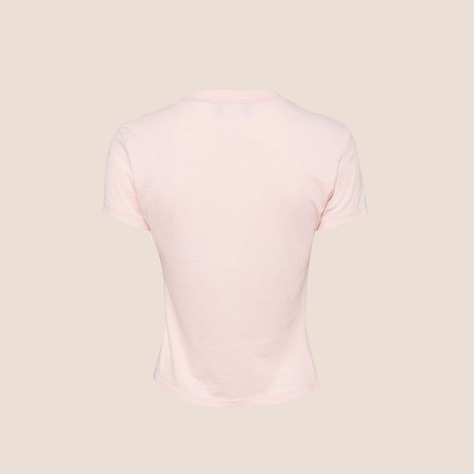 CHRISTAN DIOR PINK DENIM LOGO PATCH T-SHIRT