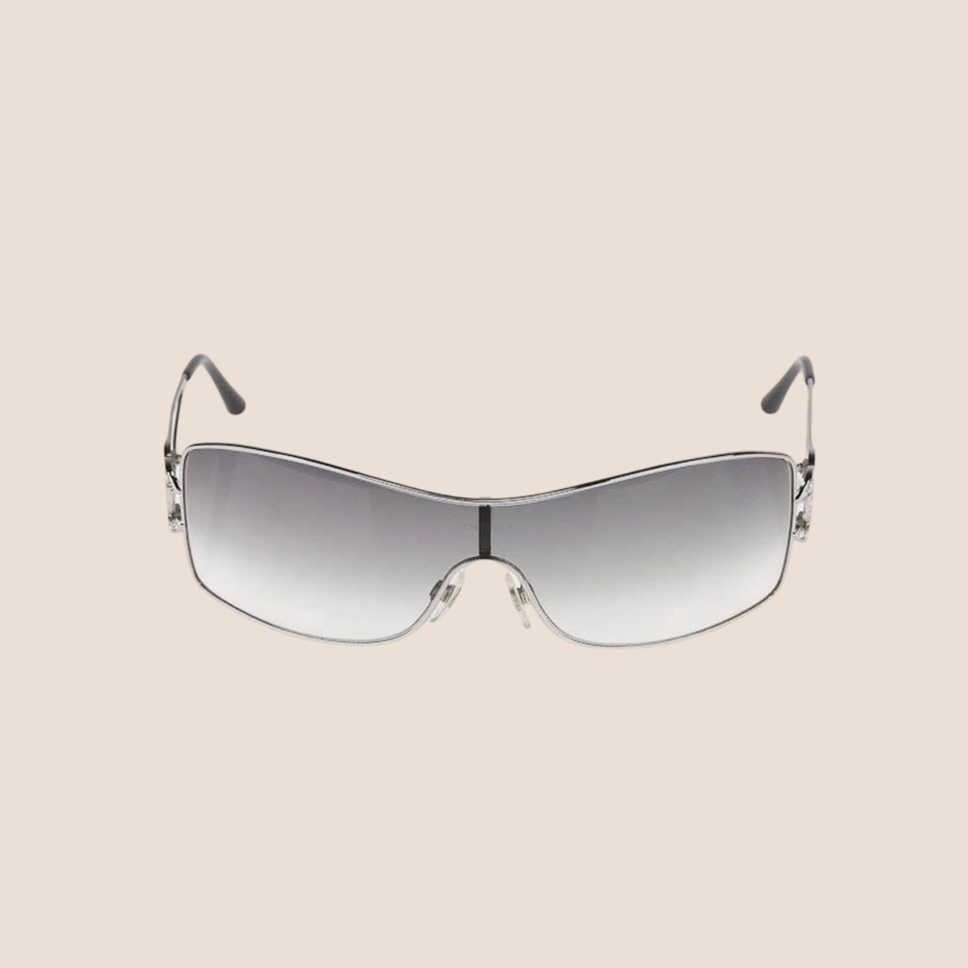 CHANEL 90s CRYSTAL CC LOGO CLEAR SUNGLASSES