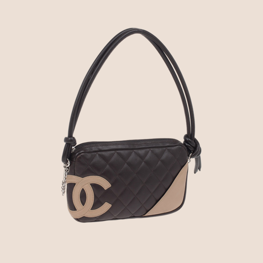 CHANEL BROWN & BEIGE CC CAMBON SHOULDER BAG