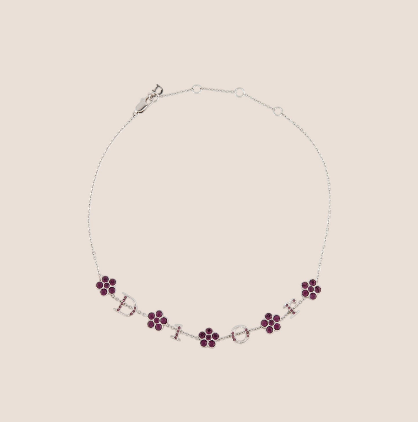 CHRISTIAN DIOR CRYSTAL FLORAL CHOKER NECKLACE