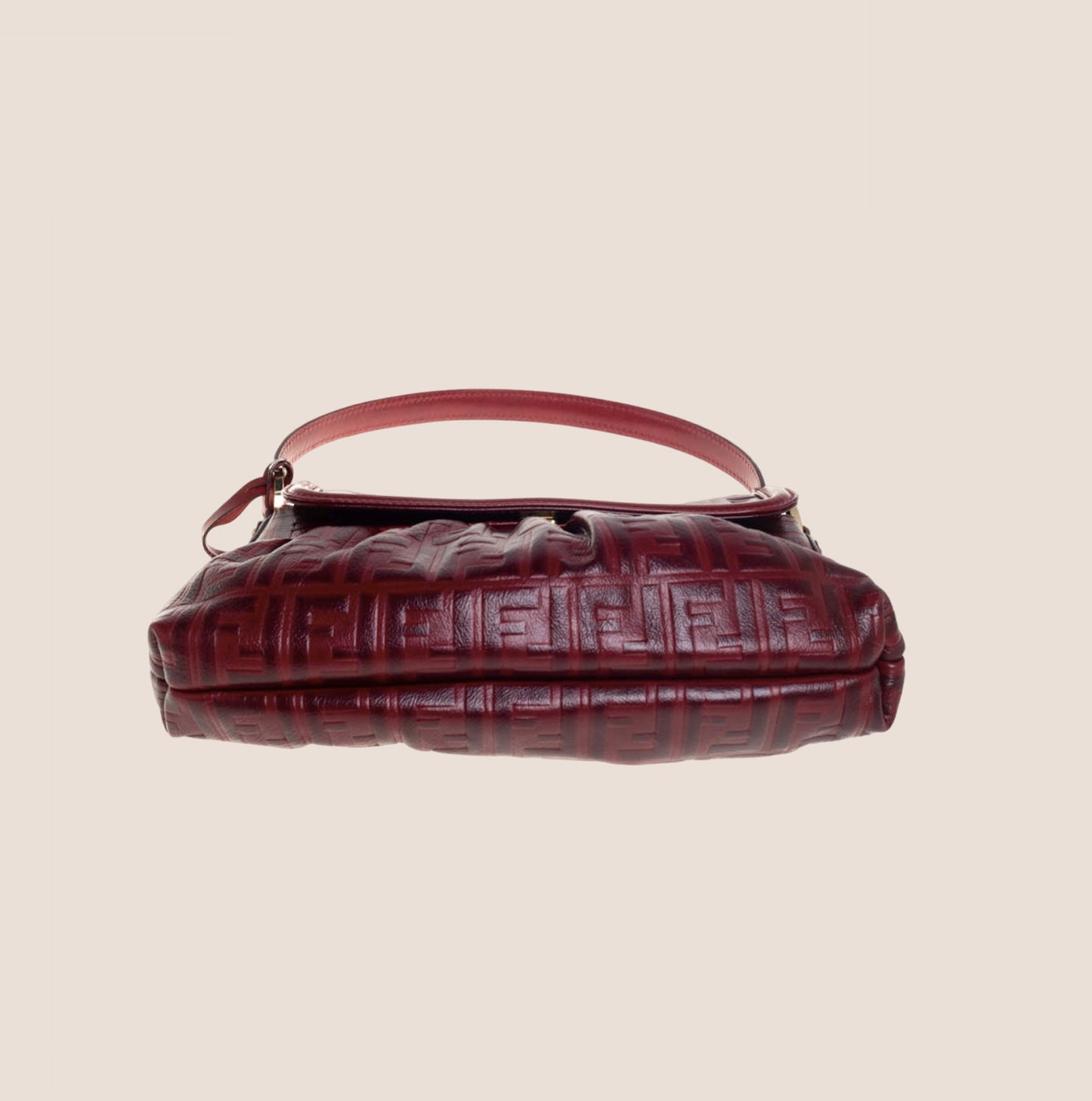 FENDI ZUCCA EMBOSSED BORDEAUX LEATHER CHEF BAG