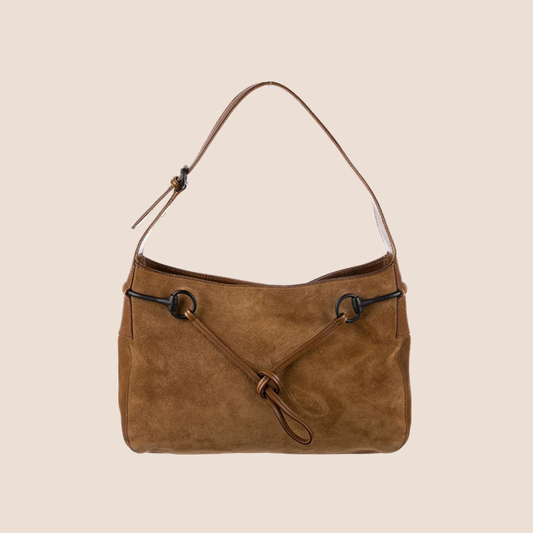 GUCCI BROWN SUEDE HORSEBIT HOBO BAG