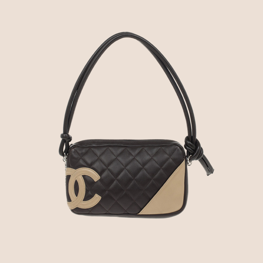 CHANEL BROWN & BEIGE CC CAMBON SHOULDER BAG