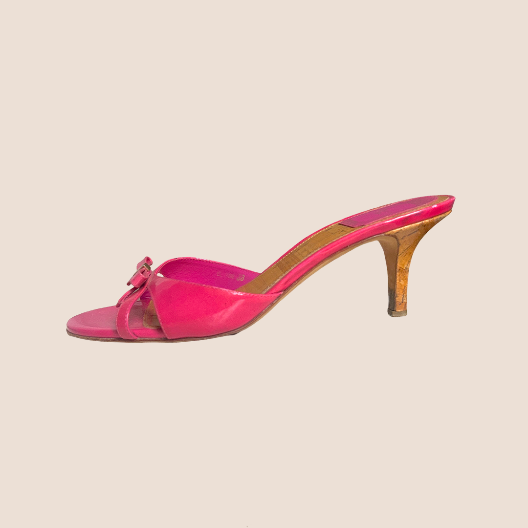 CHRISTIAN DIOR FUCHSIA STARLET BOW MULES