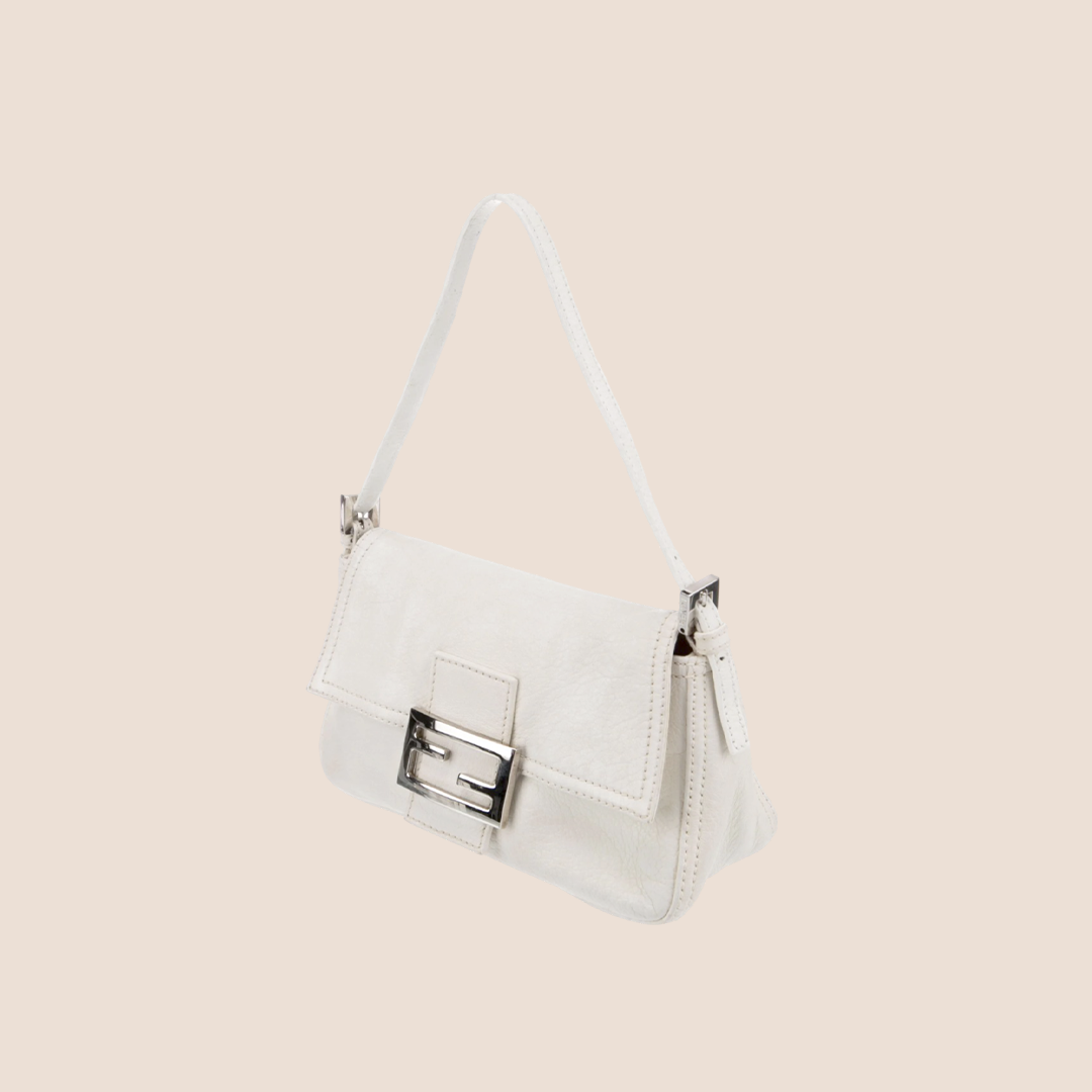 FENDI 2004 WHITE LEATHER MINI SHOULDER BAG