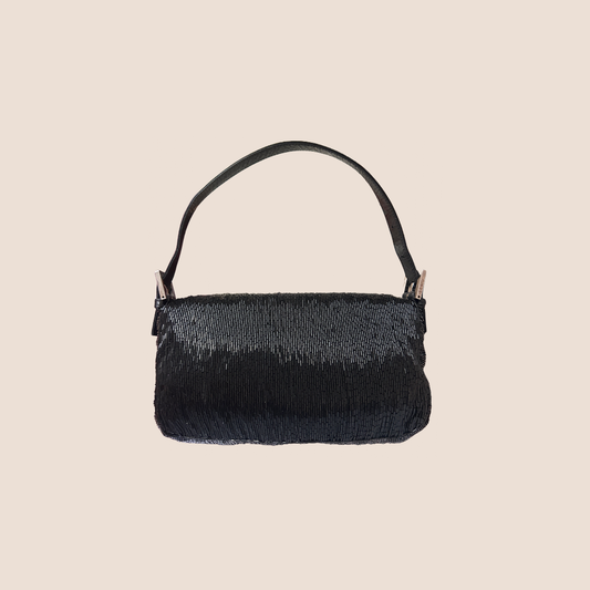 FENDI 2000s BEADED BLACK BAGUETTE BAG