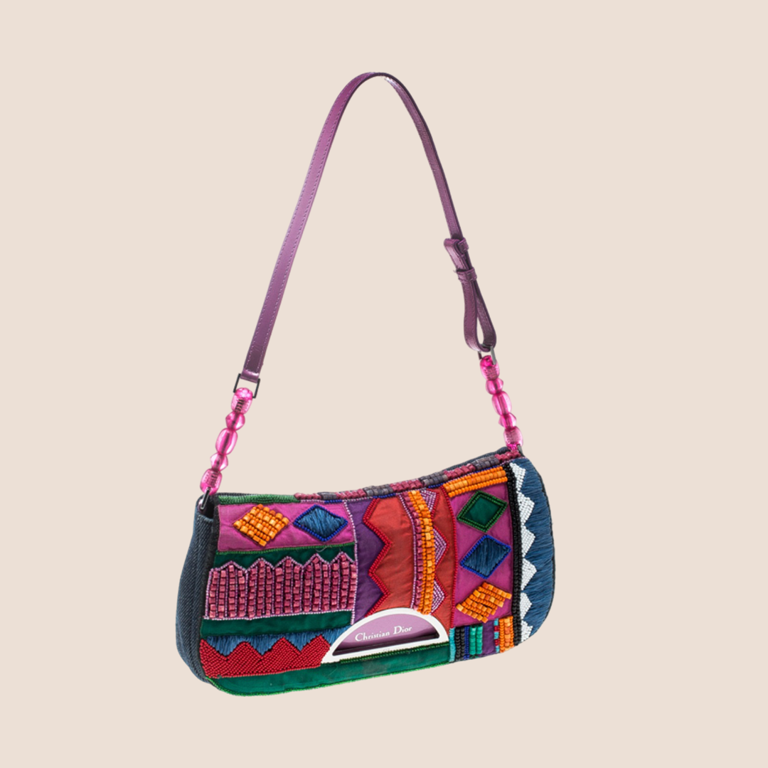 CHRISTIAN DIOR BEADED MULTICOLOUR MALICE SHOULDER BAG