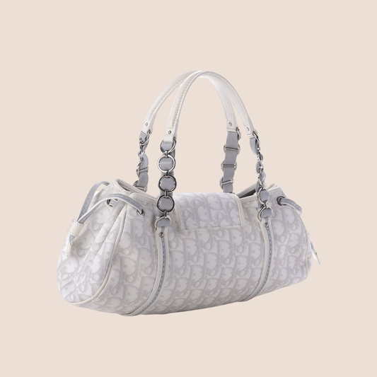 CHRISTIAN DIOR 2007 GREY & WHITE ROMANTIQUE TROTTER HANDBAG