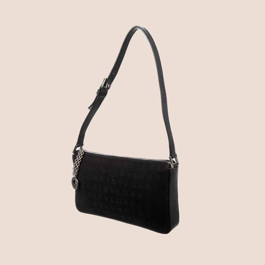 BLVGARI BLACK LOGO MINI SHOULDER BAG