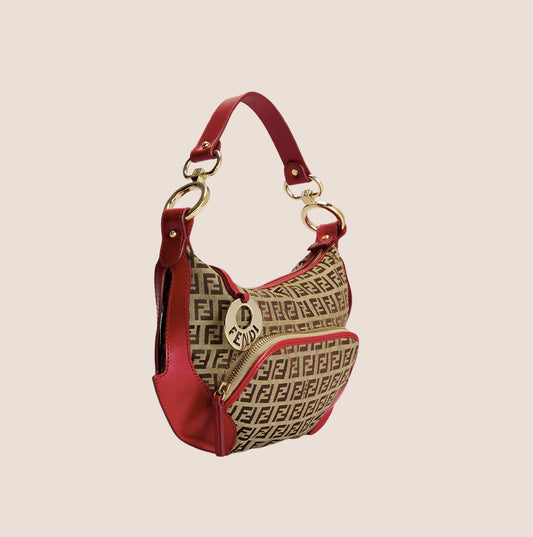 FENDI RED ZUCCHINO POCKET CHEF HOBO BAG