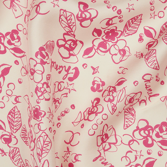 CHANEL FLORAL BRUSH PRINT SILK SCARF