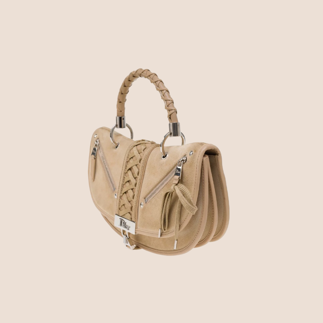 CHRISTIAN DIOR BEIGE SUEDE ADMIT IT CORSET HANDBAG