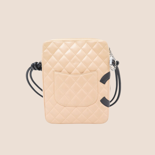 CHANEL 2003 BEIGE & BLACK CAMBON CROSSBODY BAG