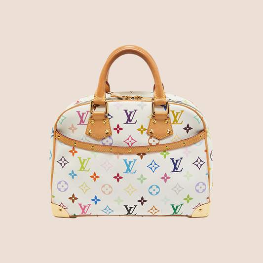 LOUIS VUITTON TAKASHI MURAKAMI WHITE MULTICOLOUR TROUVILLE BAG