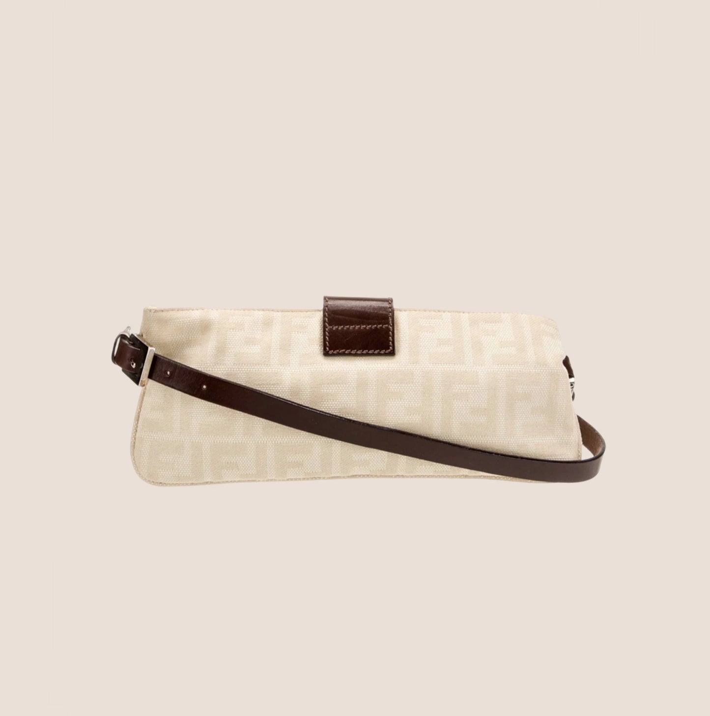 FENDI 2000 CREAM ZUCCA CANVAS SHOULDER BAG