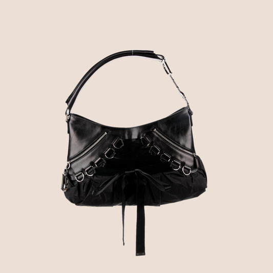 CHRISTIAN DIOR 2005 BLACK LEATHER CORSET BAG