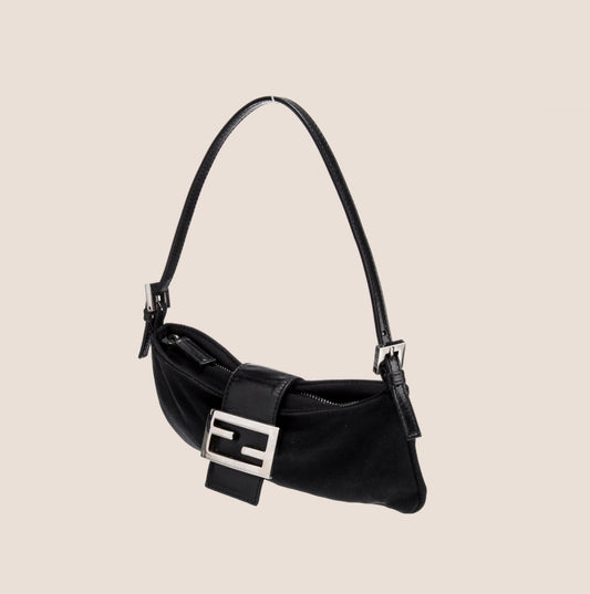 FENDI 2000 BLACK NEOPRENE SHOULDER BAG