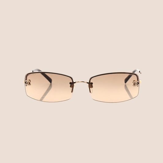 CHANEL 90s GOLD CC LOGO CRYSTAL SUNGLASSES