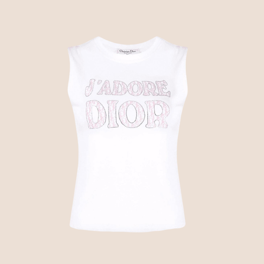 CHRISTIAN DIOR 2000s 'J'ADORE DIOR' RHINESTONE TANK TOP