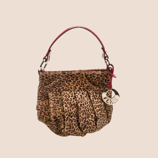 FENDI 2004 LEOPARD PRINT PONY HAIR MINI CHEF BAG