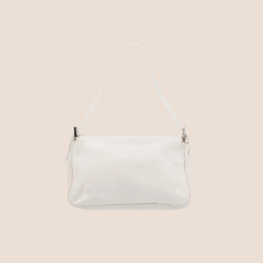 FENDI 2004 WHITE LEATHER MINI SHOULDER BAG