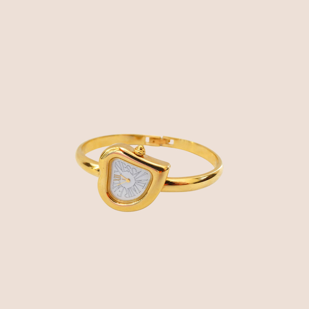 YVES SAINT LAURENT GOLD "LOVE" HEART BANGLE WATCH