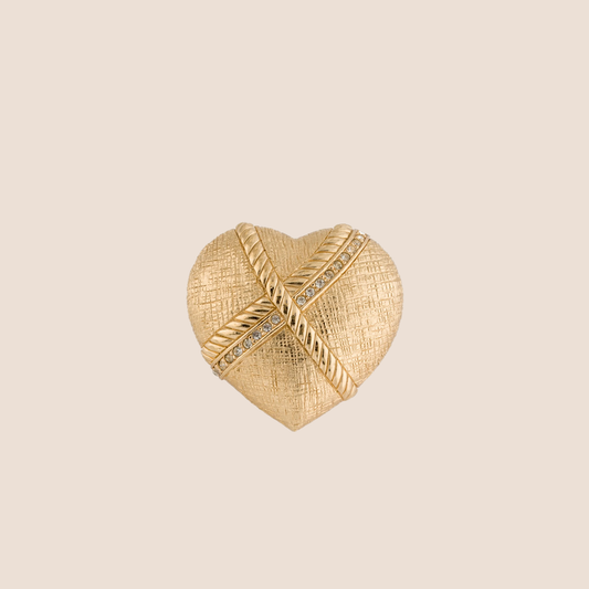 CHRISTIAN DIOR 1990s GOLD-TONE HEART BROOCH