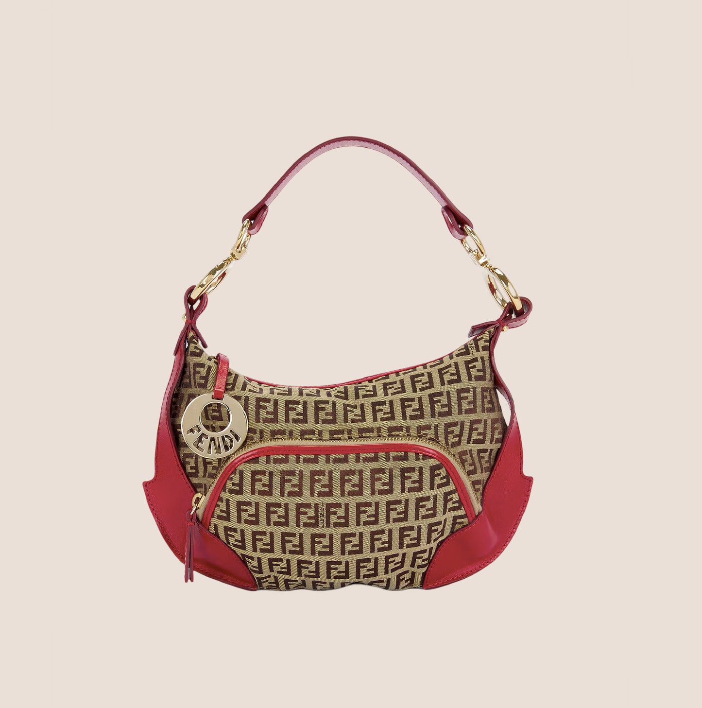 FENDI RED ZUCCHINO POCKET CHEF HOBO BAG