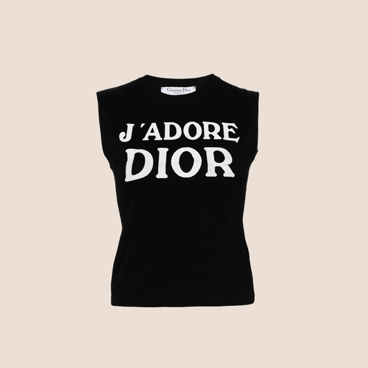 CHRISTIAN DIOR "J'ADORE DIOR" BLACK SLEEVELESS TANK TOP