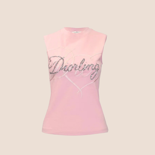 CHRISTIAN DIOR PINK "DIOR DARLING" SLEEVELESS TANK TOP