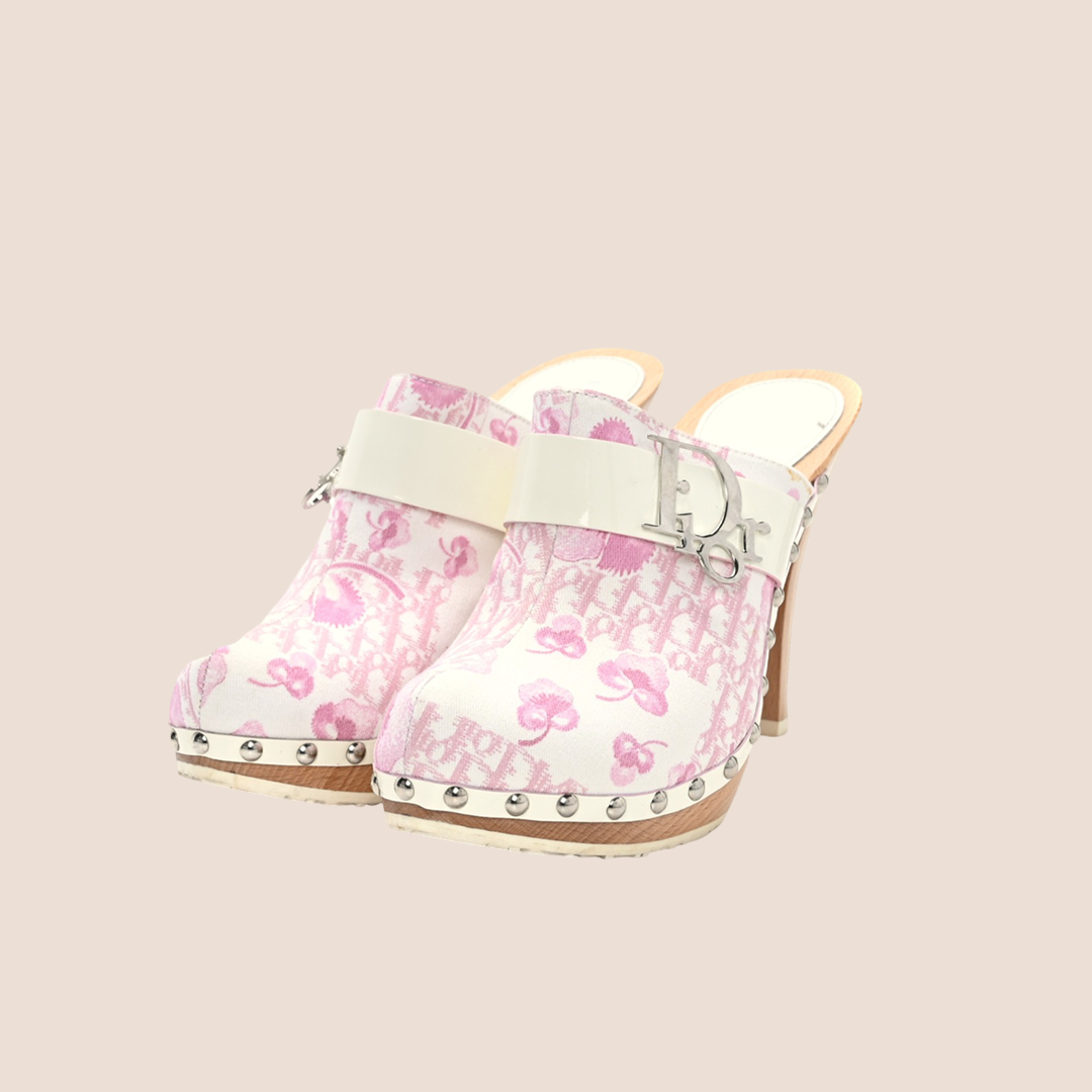 CHRISTIAN DIOR 2005 GIRLY CHERRY BLOSSOM STUDDED MULES