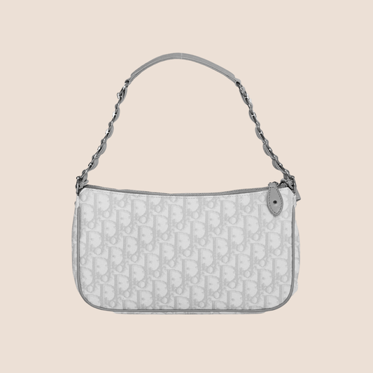 CHRISTIAN DIOR 2007 WHITE & GREY ROMANTIQUE TROTTER MINI SHOULDER BAG