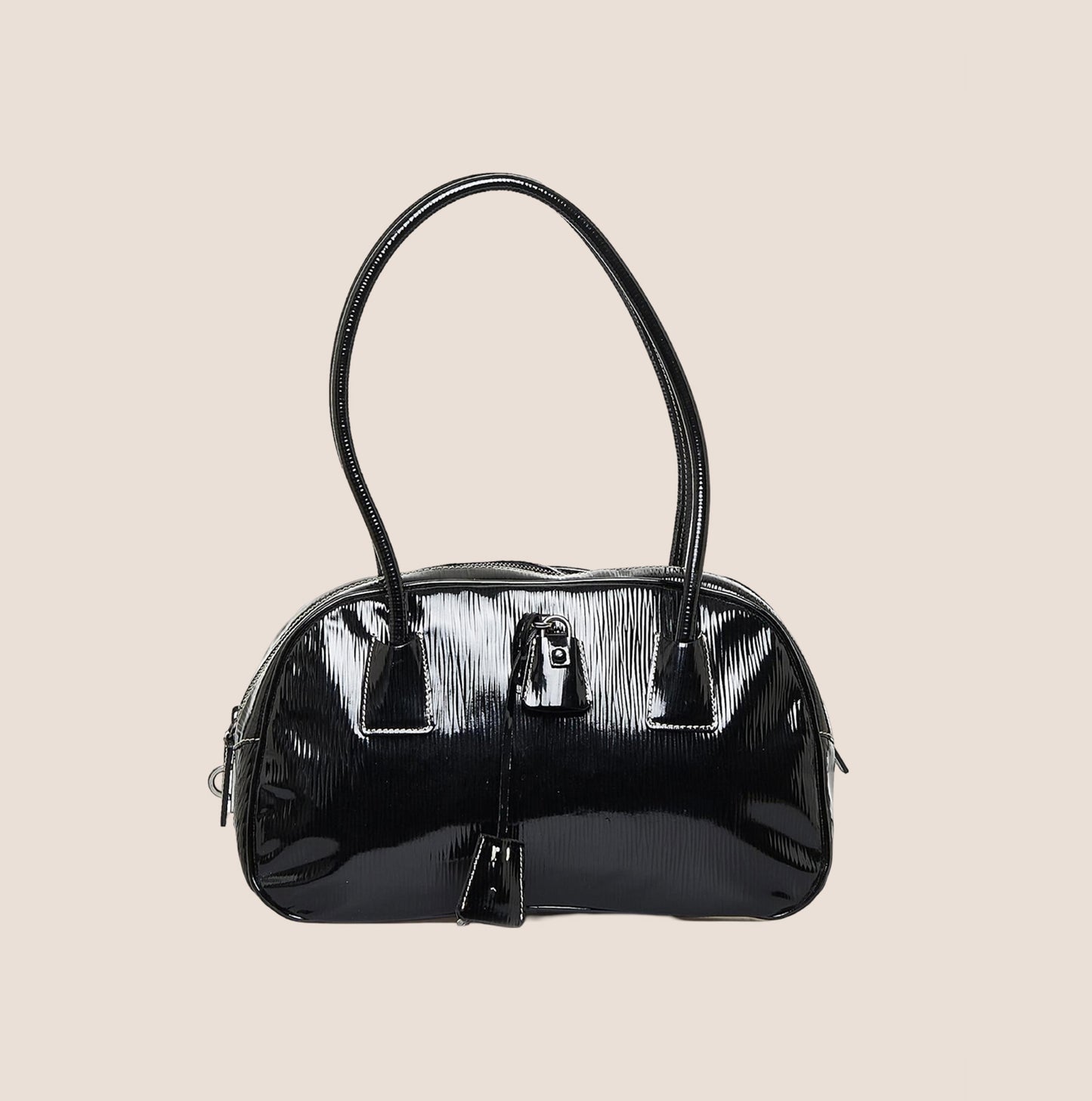 PRADA BLACK LEATHER SPAZZOLATO SHOULDER BAG