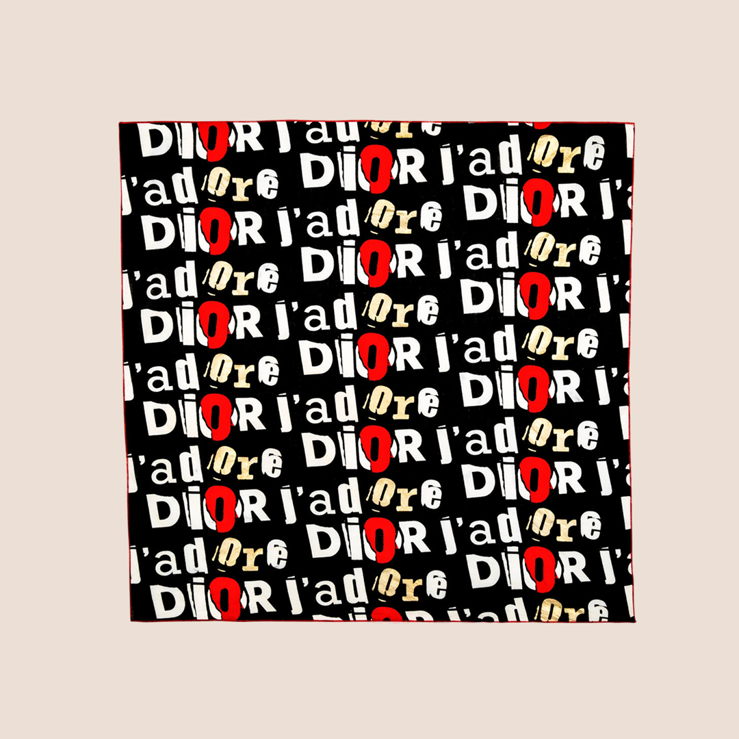 CHRISTIAN DIOR "J'ADORE DIOR" PRINTED COTTON SCARF