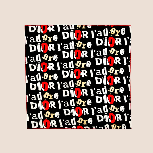 CHRISTIAN DIOR "J'ADORE DIOR" PRINTED COTTON SCARF