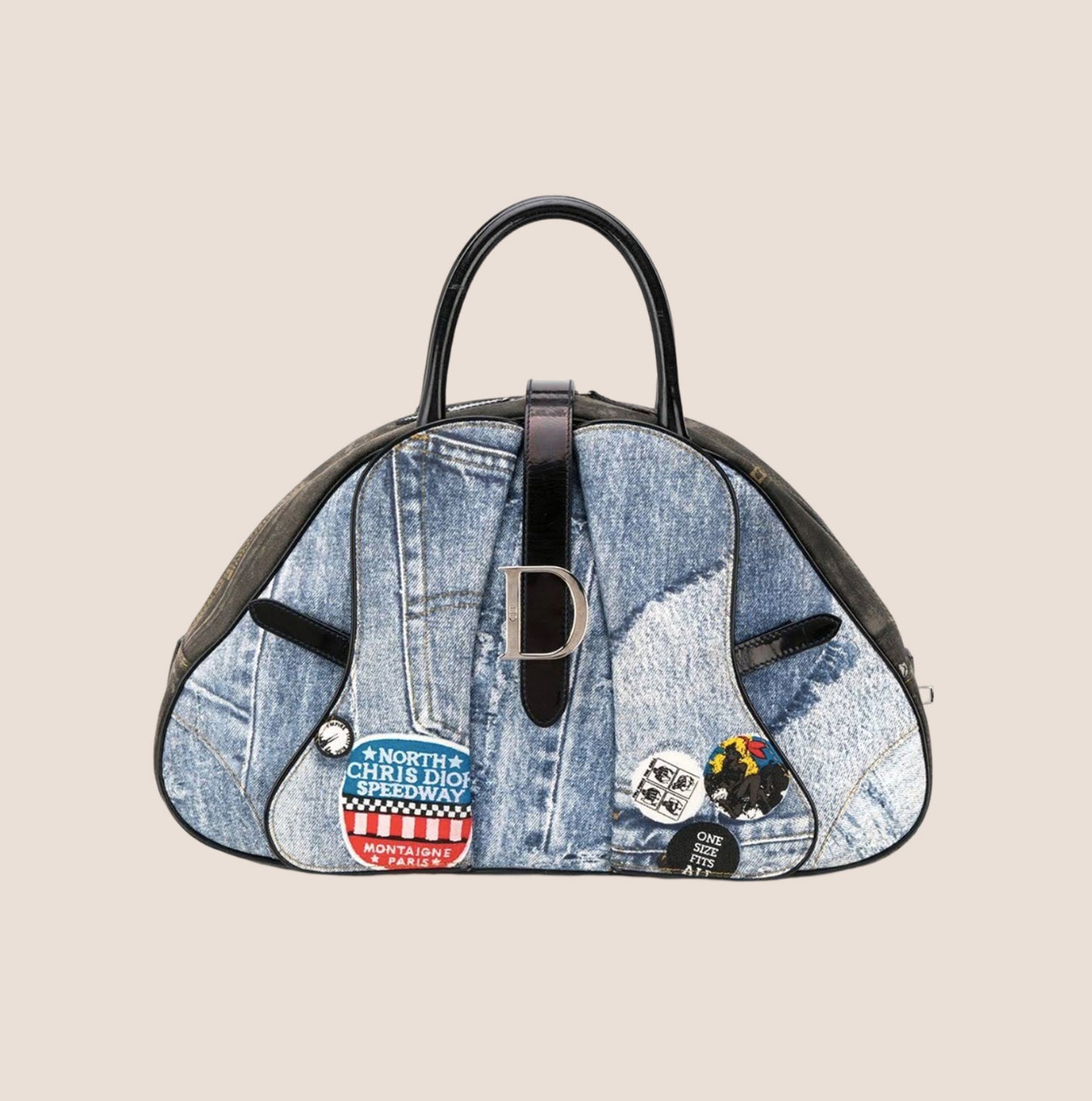 CHRISTIAN DIOR 2001 "MISS DIORELLA" DENIM SADDLE HANDBAG