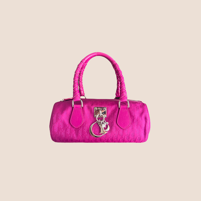 CHRISTIAN DIOR FUCHSIA TROTTER CHARM BOWLER BAG