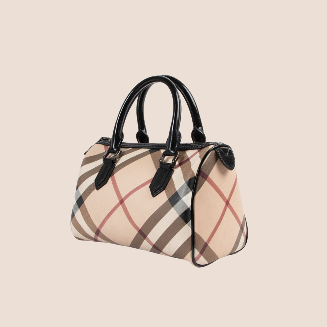 BURBERRY BEIGE & BLACK NOVA CHECK CHESTER BOSTON BAG