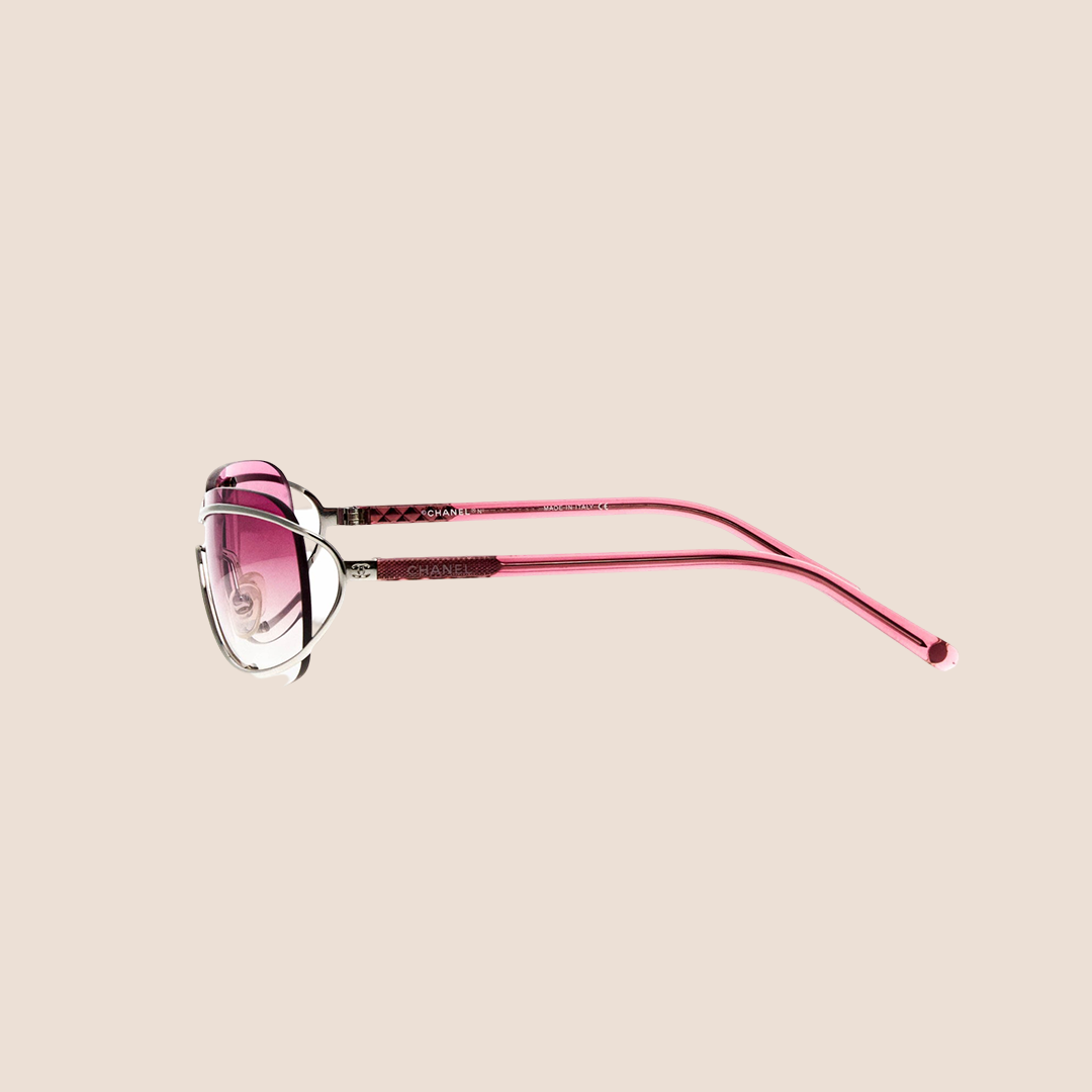 CHANEL 90s PINK TINTED METAL FRAME SUNGLASSES