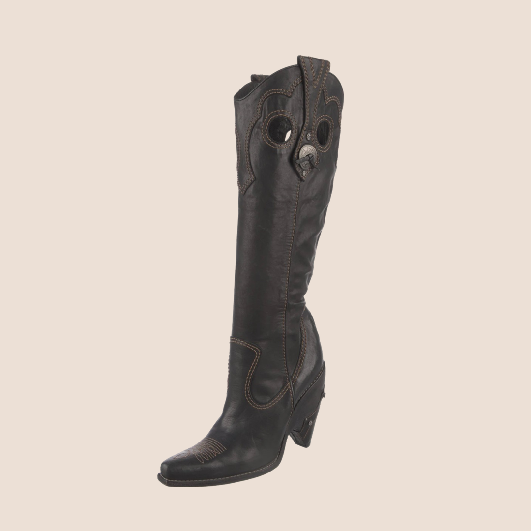 CHRISTIAN DIOR BLACK LEATHER WESTERN COWBOY BOOTS