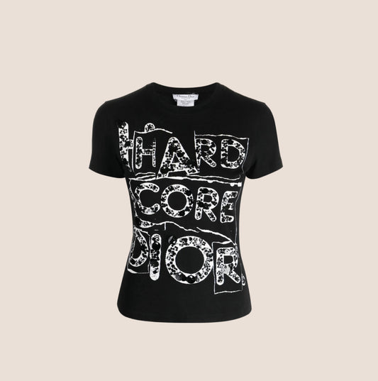 CHRISTIAN DIOR 2003 BLACK HARDCORE PRINT T-SHIRT