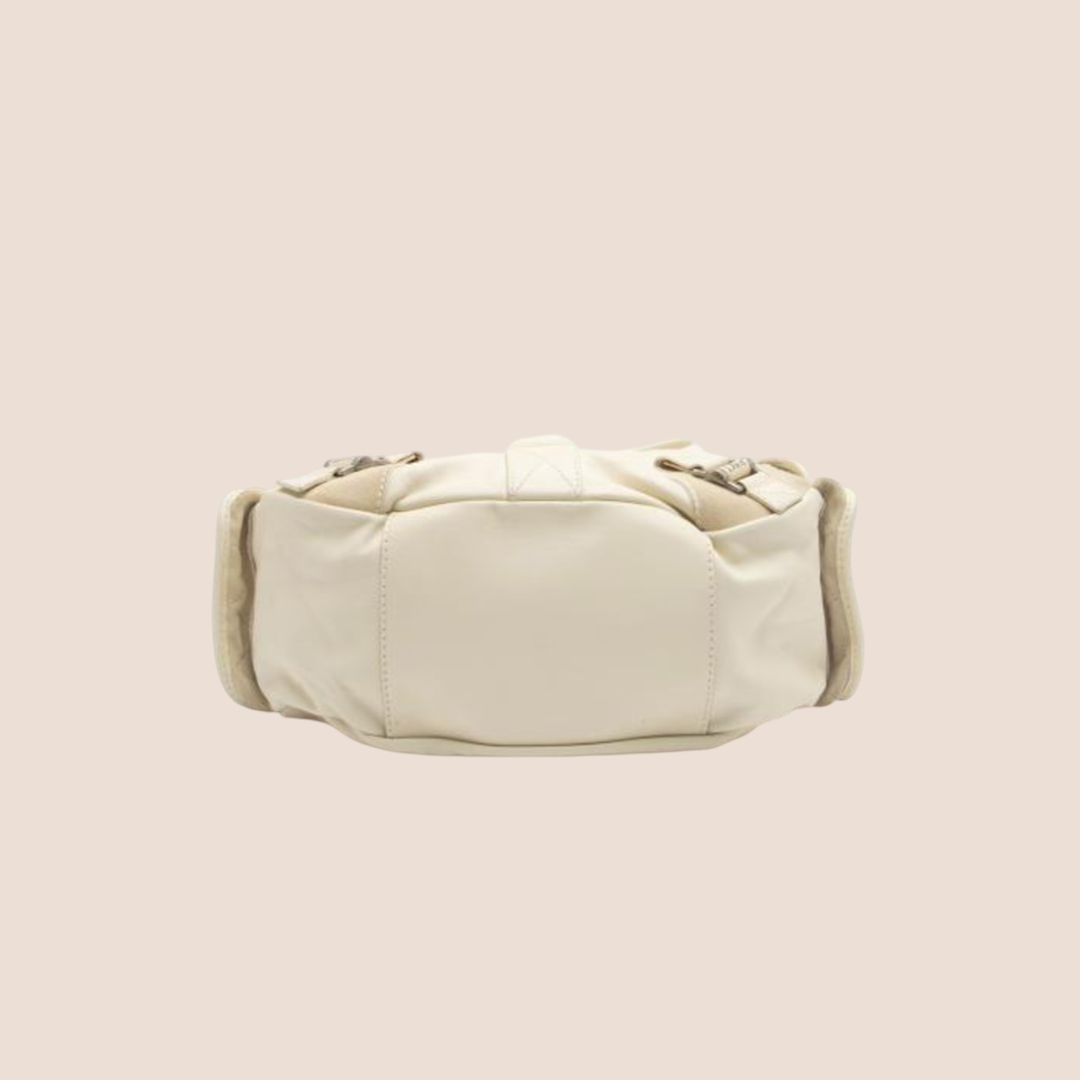 CHRISTIAN DIOR 2006 CREAM SUEDE REBELLE BAG