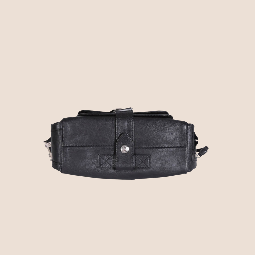 CHRISTIAN DIOR BLACK LEATHER FLIGHT BAG