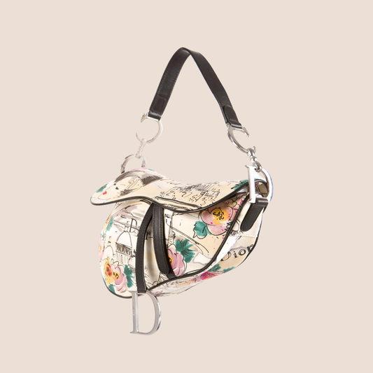 CHRISTIAN DIOR PARIS 50s PRINTED SADDLE BAG