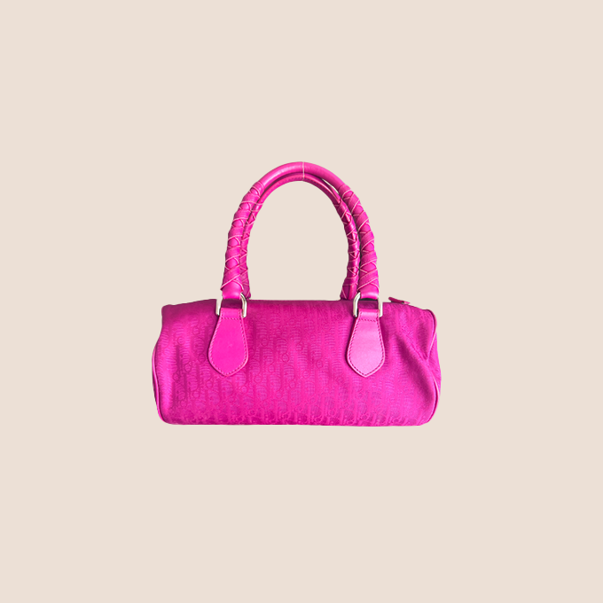 CHRISTIAN DIOR FUCHSIA TROTTER CHARM BOWLER BAG