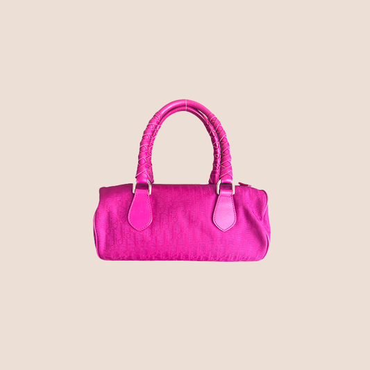 CHRISTIAN DIOR FUCHSIA TROTTER CHARM BOWLER BAG