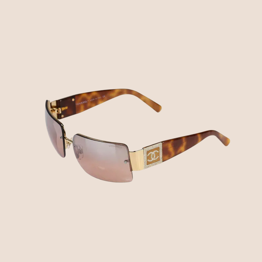 CHANEL GRADIENT BROWN SWAROVSKI CRYSTAL SUNGLASSES